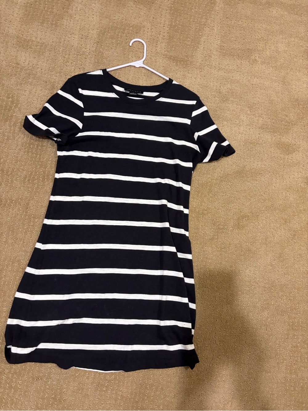 Black & White Striped T-Shirt Dress - Women-Evereve worn once